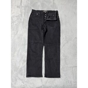 Levi's Wedgie Straight Womens 31 Jeans Button Fly Dark Wash Black 31x26